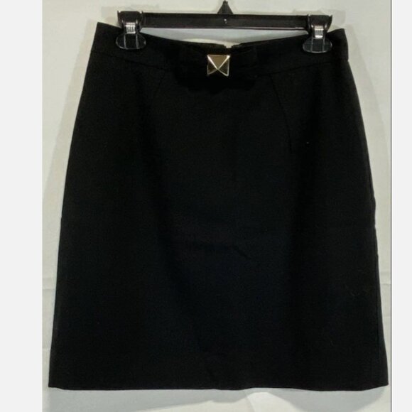 Kate Spade Women's Black Wool Blend Solid Bow Pencil Skirt Size 6 EUC - Picture 1 of 11